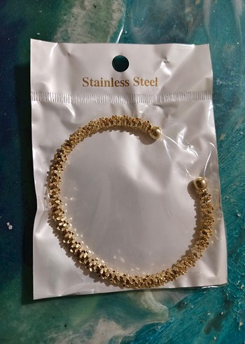 Altın Renkli Boncuklu Kadın Çelik Bileklik - Görsel 2