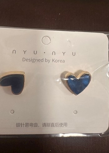 Parlak Mavi Kalp Küpe - Görsel 2