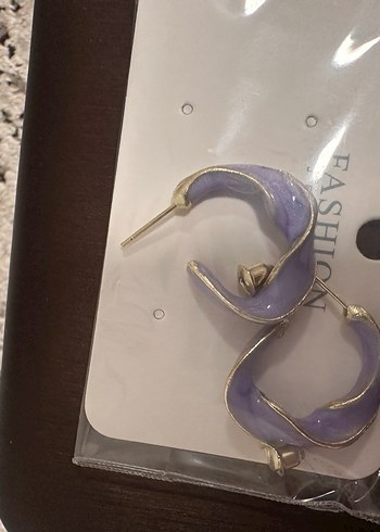 Pastel Lila Mini Parlak Kadın Küpeler - Görsel 2