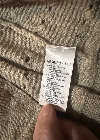 H&M Bej Bohem Tarz Örgü Hırka - Görsel 3