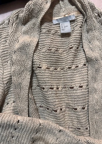 H&M Bej Bohem Tarz Örgü Hırka - Görsel 2