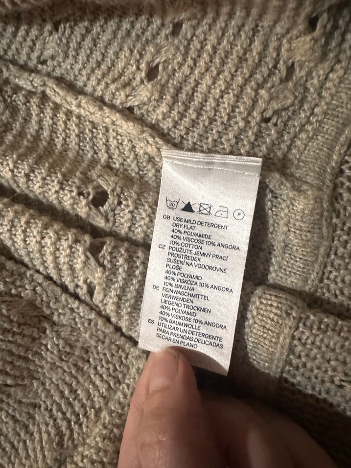 H&M Bej Bohem Tarz Örgü Hırka - Görsel 3