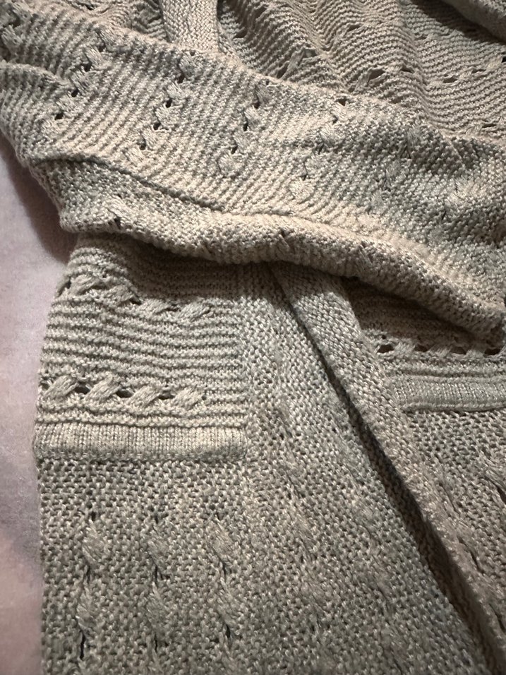 H&M Bej Bohem Tarz Örgü Hırka - Görsel 4