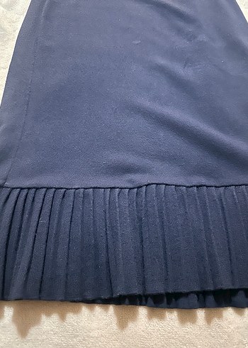 Lacivert Pilili Midi Etek - Görsel 2