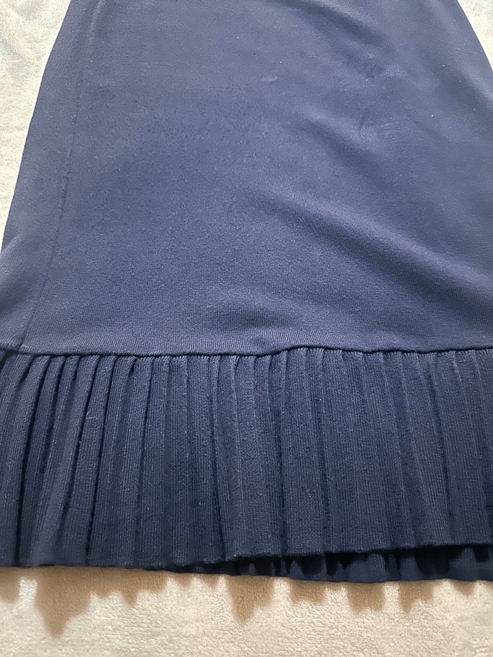 Lacivert Pilili Midi Etek - Görsel 2