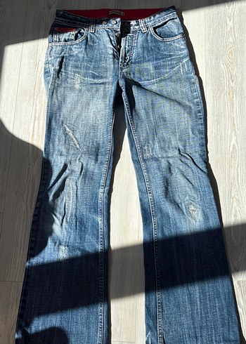 Prada Mavi Eskitmeli Dusuk Bel Flared Jean