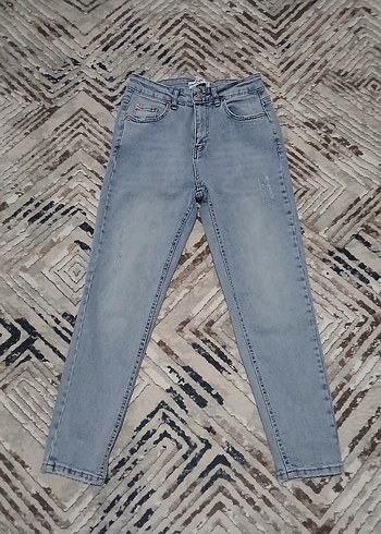 Diğer Yuksek Bel Acik Mavi Slim Fit Jean