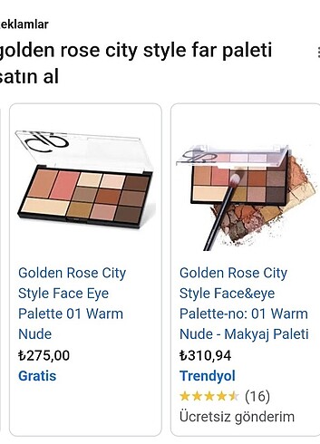 Golden Rose City Style Face and Eye Palette Far Paleti 