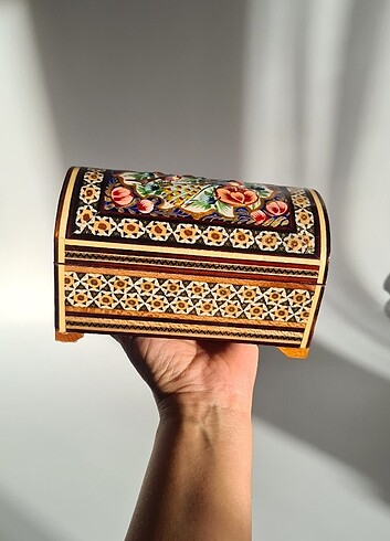 İran?ın El İşlemesi Hatem Sanatı Luks Mücevher Kutusu - Görsel 4