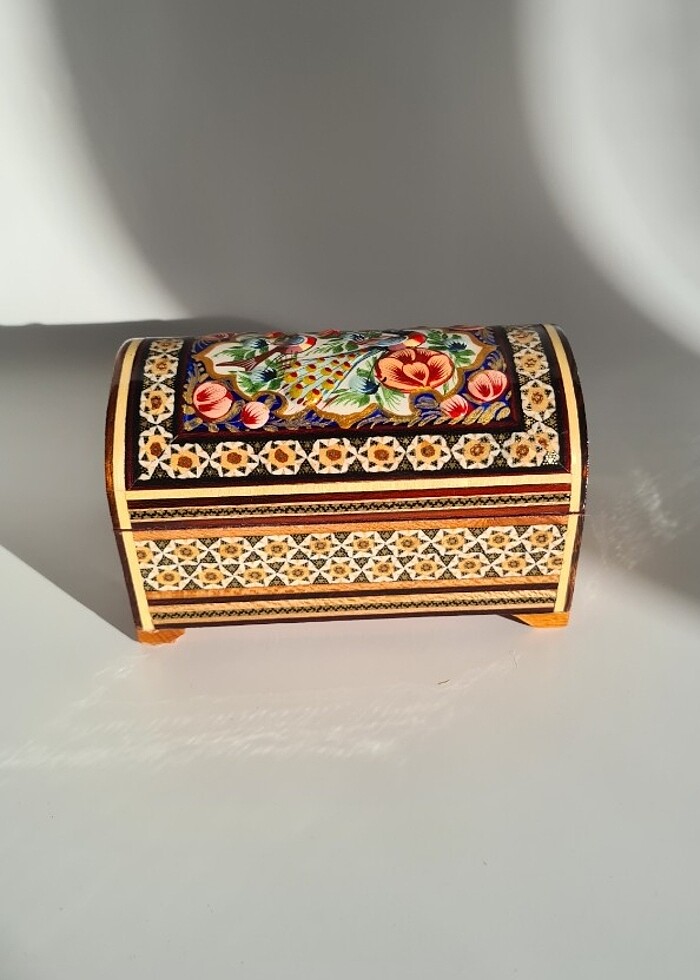 İran?ın El İşlemesi Hatem Sanatı Luks Mücevher Kutusu - Görsel 3