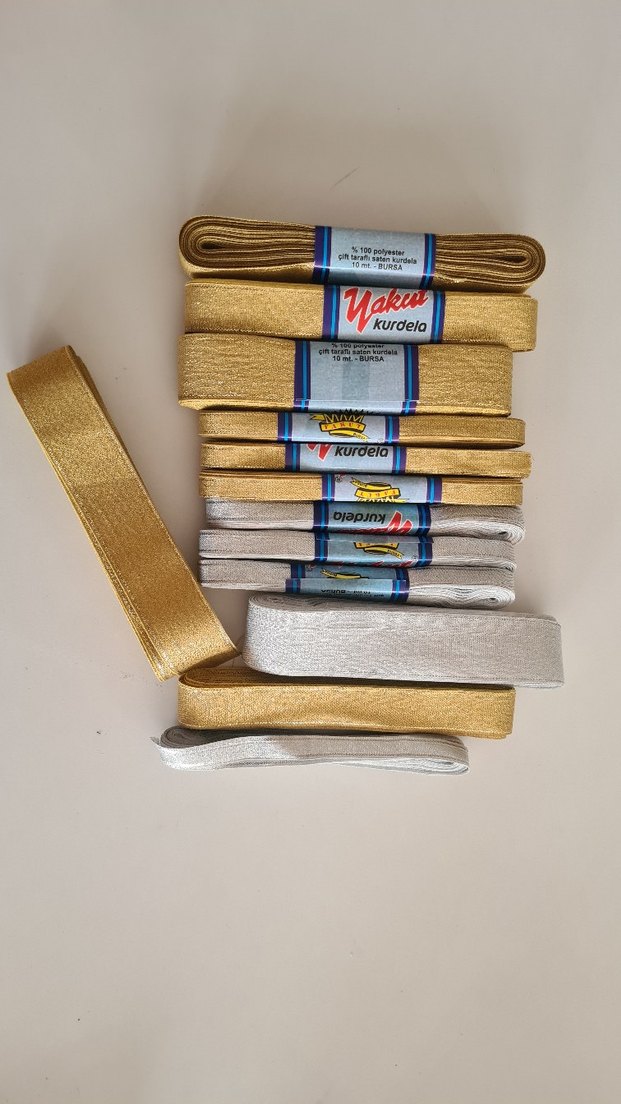 13adet Altın ve gumuş kurdele - Görsel 3