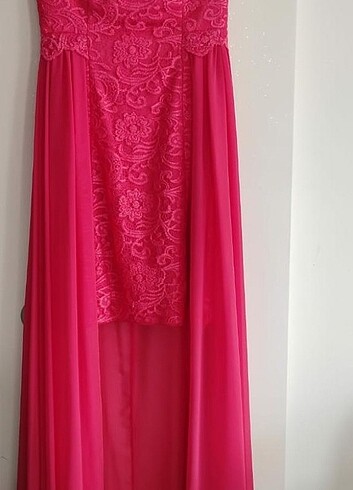 Mercan Renk Dantelli Abiye - Görsel 4