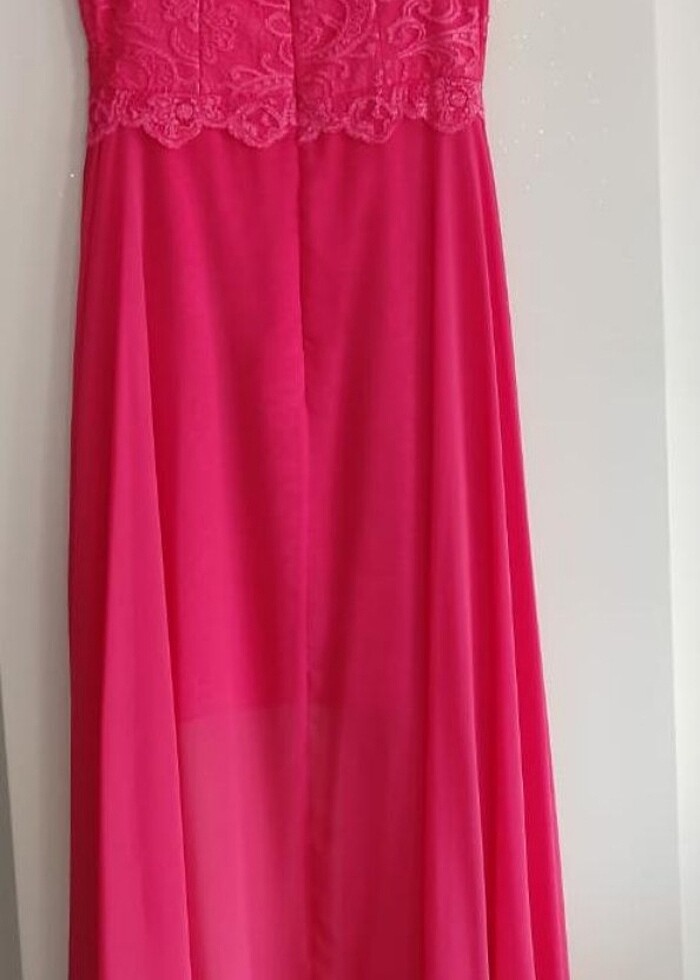 Mercan Renk Dantelli Abiye - Görsel 5