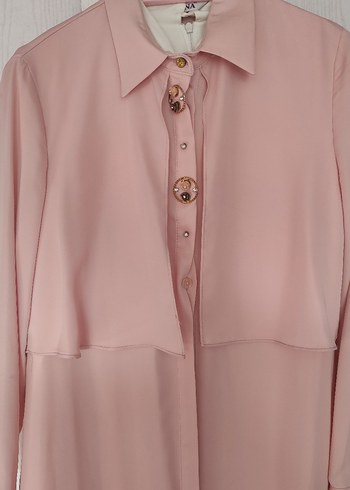 Alvina Pudra Rengi Uzun Kollu Düğmeli Kadın Tunik - Görsel 3