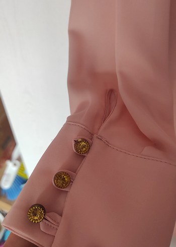 Alvina Pudra Rengi Uzun Kollu Düğmeli Kadın Tunik - Görsel 5