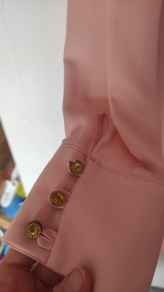 Alvina Pudra Rengi Uzun Kollu Düğmeli Kadın Tunik - Görsel 5