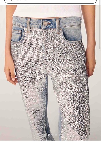 Maje Gri Beyaz Batik Desenli Bol Kesim Denim Pantolon