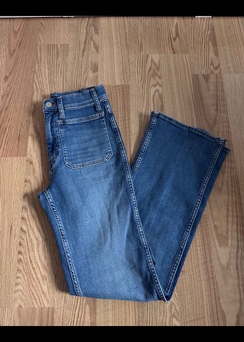 Kadın Mavi Bağcıklı Bol Kesim Denim Pantolon - Görsel 4