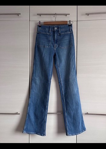 Kadın Mavi Bağcıklı Bol Kesim Denim Pantolon - Görsel 3