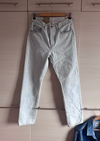 Beyaz Regular Fit Midi Denim Kadın Jean