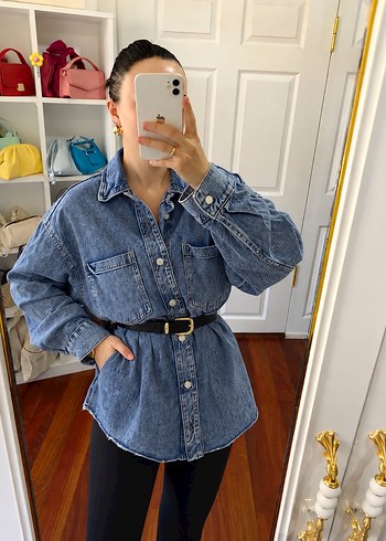 Dilvin Oversize Mavi Denim Gomlek