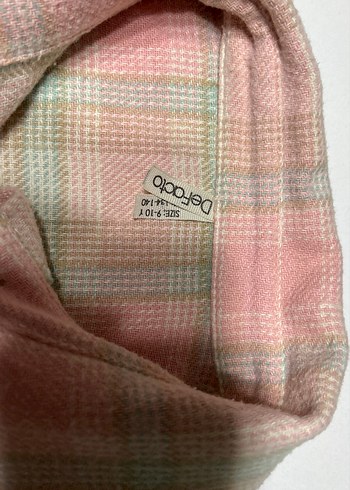 Pembe Düğmeli Uzun Kollu kız çocuk oduncu gömlek - Görsel 2