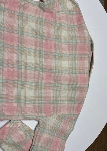 Pembe Düğmeli Uzun Kollu kız çocuk oduncu gömlek - Görsel 4