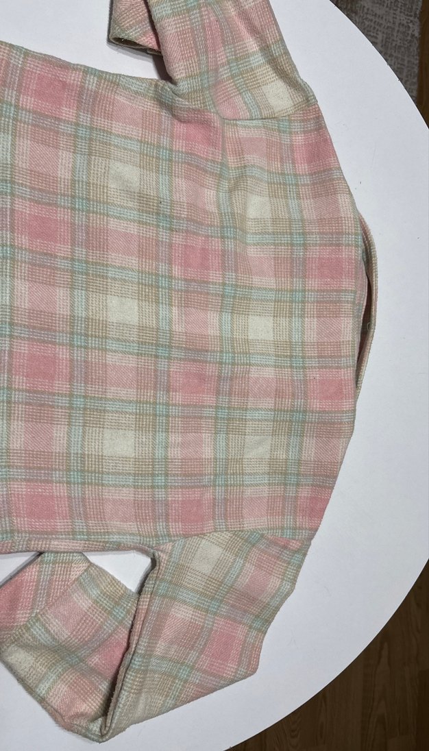 Pembe Düğmeli Uzun Kollu kız çocuk oduncu gömlek - Görsel 4