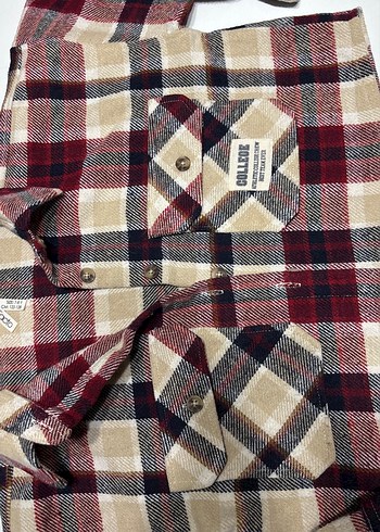 Bordo Kareli kız çocuk oduncu gömlek , Düğmeli, Uzun Kollu - Görsel 3