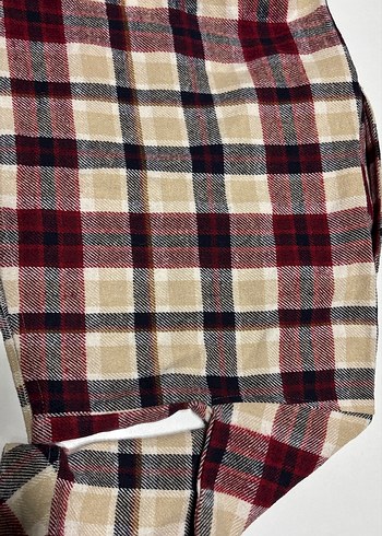 Bordo Kareli kız çocuk oduncu gömlek , Düğmeli, Uzun Kollu - Görsel 4