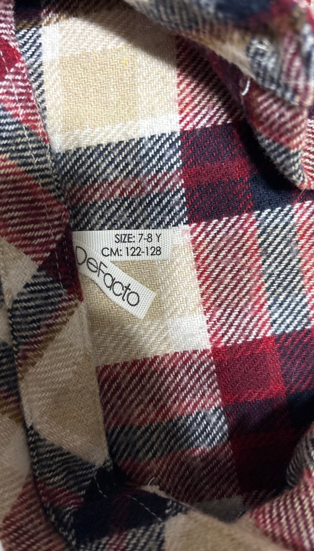 Bordo Kareli kız çocuk oduncu gömlek , Düğmeli, Uzun Kollu - Görsel 2