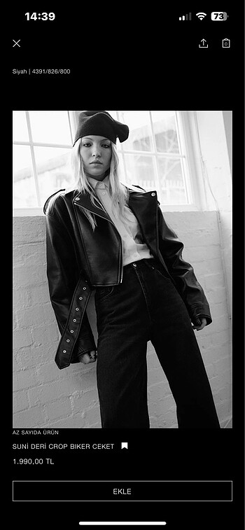 s Beden zara oversize crop deri ceket