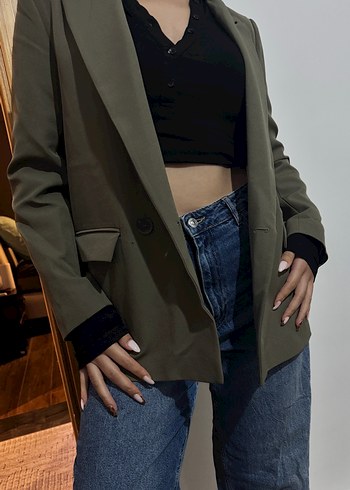 Defacto Haki Oversize Blazer Ceket