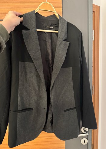 Defacto Sik Siyah Gri Bloklu Blazer Ceket