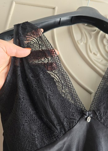 Suwen Siyah Dantel Detaylı Hamile ve Emzirme Gecelik