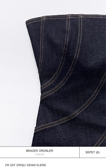 s Beden lacivert Renk Zara straplez denim elbise