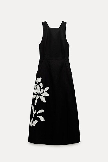 m Beden Zara zw collection çiçek işlemeli elbise