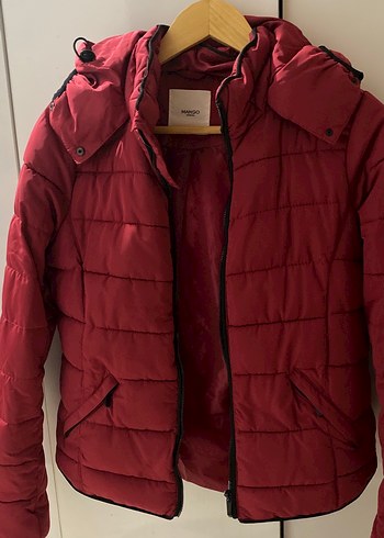 Mango Bordo Kapusonlu Sisme Mont