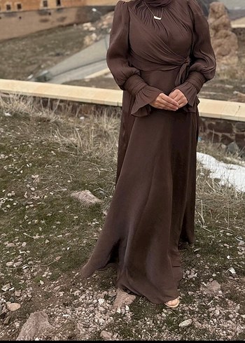 Abiye Siklik Ve Rahatlik Koyu Kahverengi Maxi Elbise