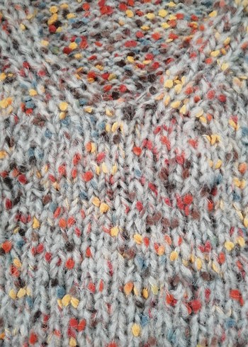 Kadın Çok Renkli V Yaka Örgü Süveter - Görsel 2