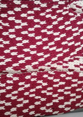 Çift yönlü bordo ve krem renkli örgü süveter - Görsel 2