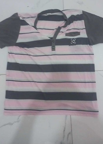Diğer Cizgili Polo Yaka Streetwear T Shirt Unisex