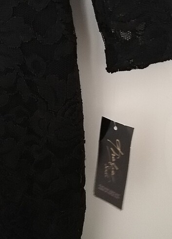 xs Beden siyah Renk Güpürlü elbise 