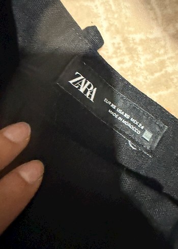 Zara Siyah Minimal Keten Sort