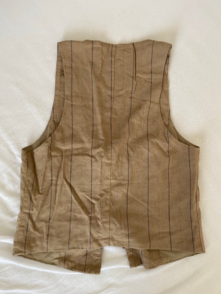 Bej Keten Düğmeli Kadın Yelek - Görsel 2