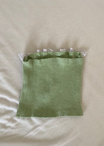 Dantel Detaylı Yeşil Kadın Straplez Üst - Görsel 2