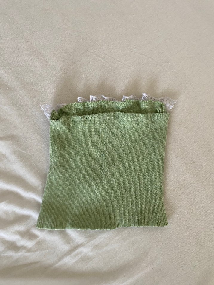 Dantel Detaylı Yeşil Kadın Straplez Üst - Görsel 2