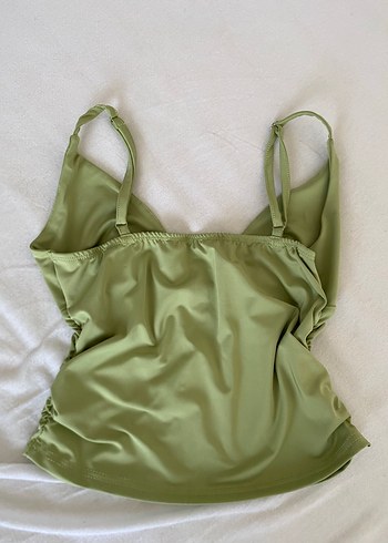 V Yaka İnce Askılı Haki Mini Atlet - Görsel 4