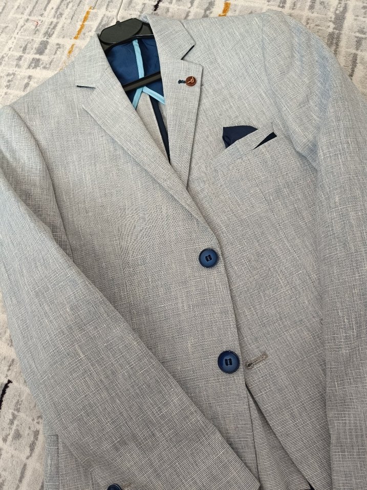 Gri Düğmeli Erkek çocuk Blazer Ceket 11-12 yaş - Görsel 2