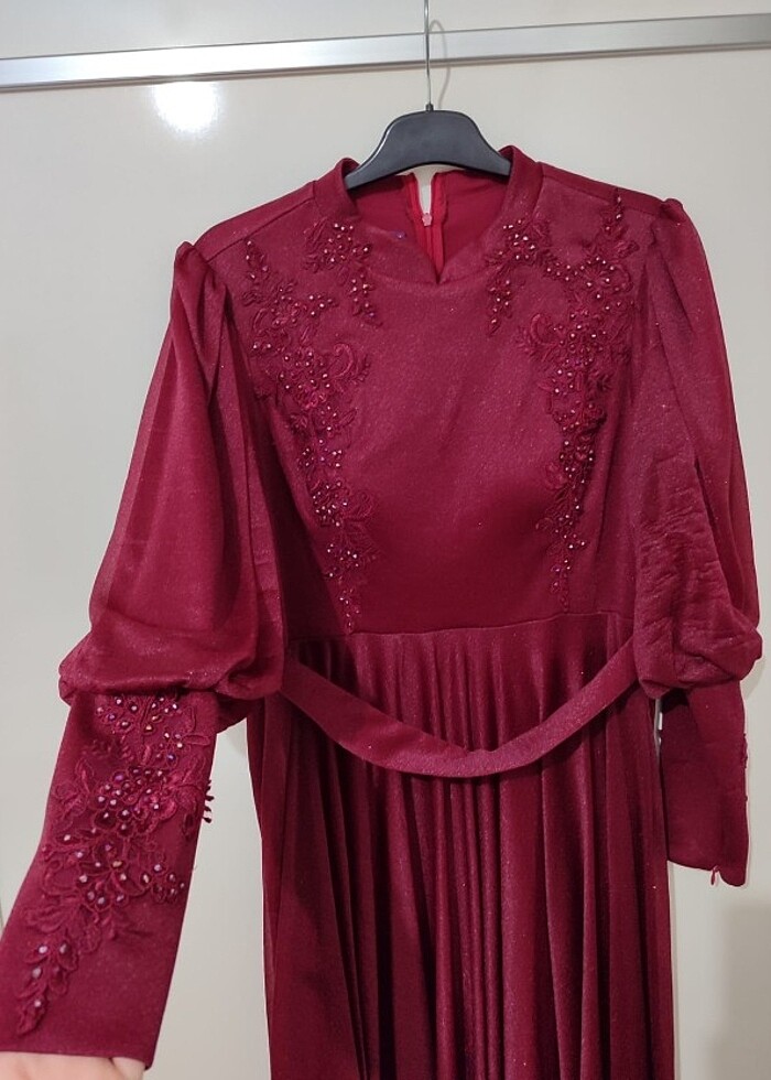 Bordo simli abiye  - Görsel 4